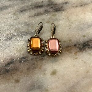 Pink acrylic gold plated fashion earrings